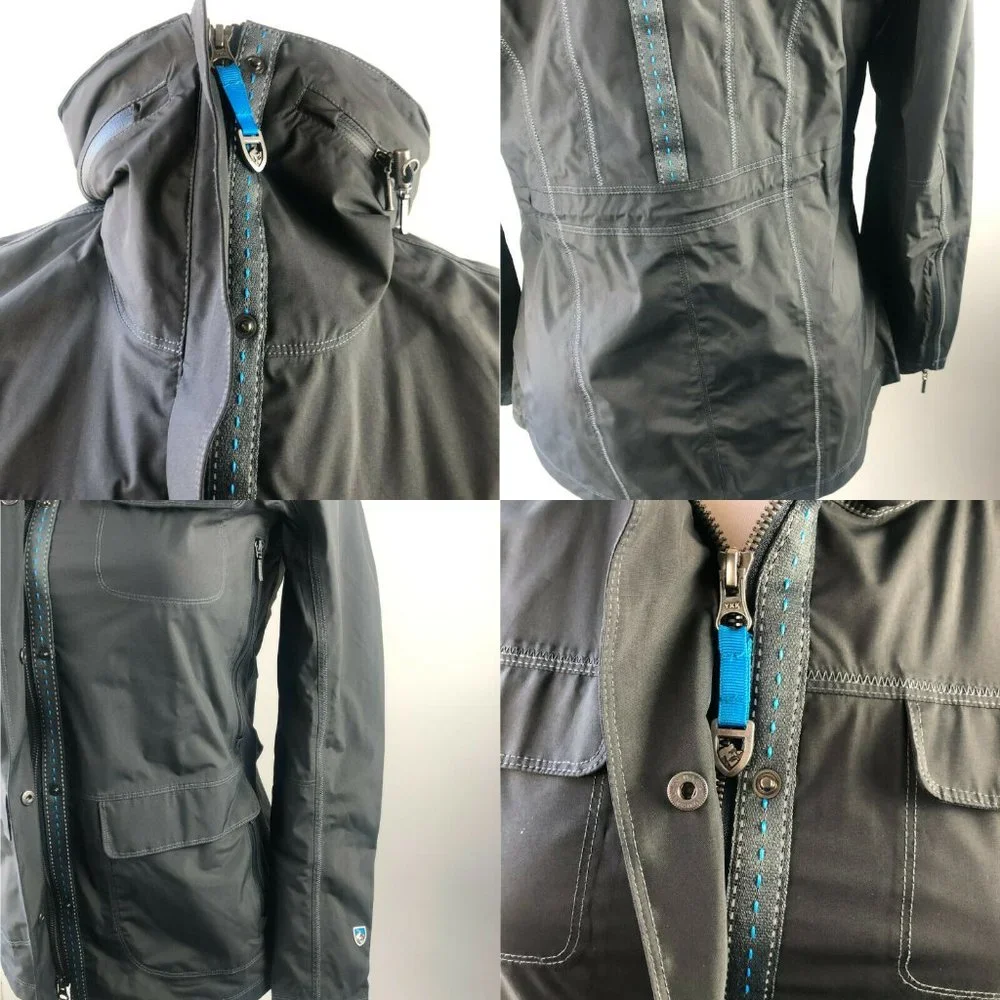Kuhl Saboteura Waterproof Jacket Zip Raincoat Raven Gray Lightweight Size Small - Picture 6 of 12